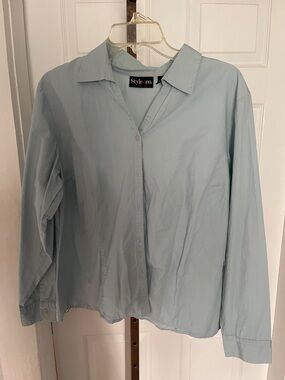 Style & Co Pale Blue Collared Button-Front Shirt